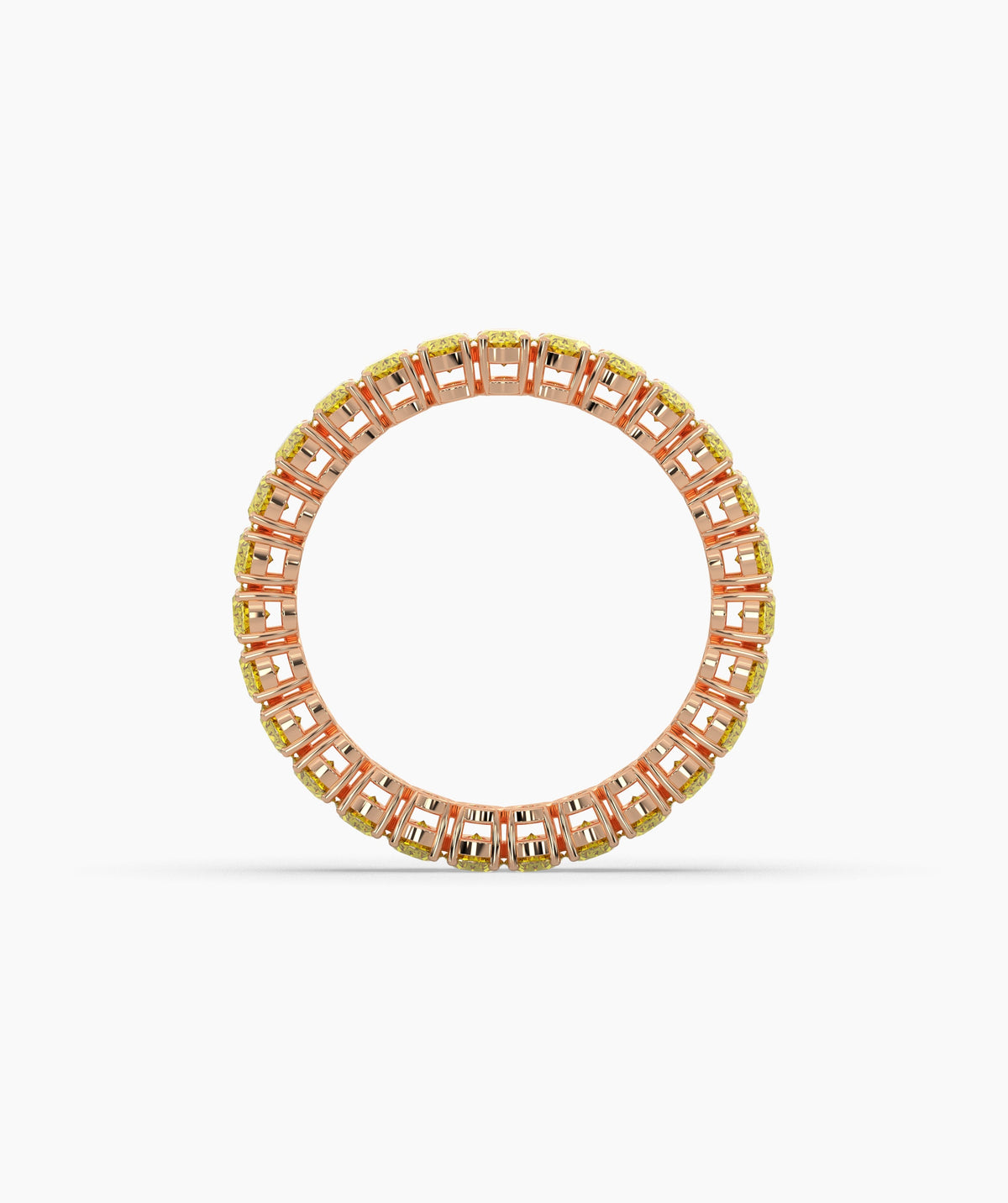 Nina round yellow gemstone eternity ring in 750 rose gold, top view 