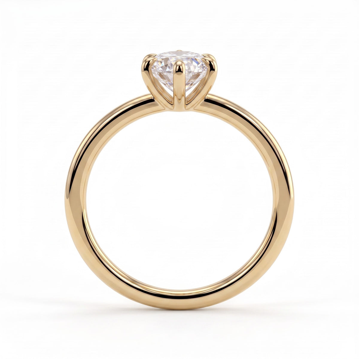 Marquise lab-grown diamond solitaire engagement ring in 18K (750) yellow gold, side profile 