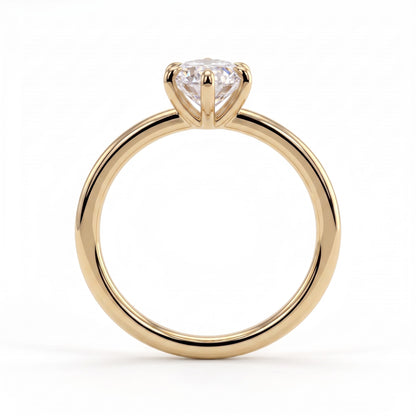 Marquise lab-grown diamond solitaire engagement ring in 18K (750) yellow gold, side profile 