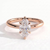 Marquise lab-grown diamond solitaire engagement ring in 18K (750) rose gold, front view 