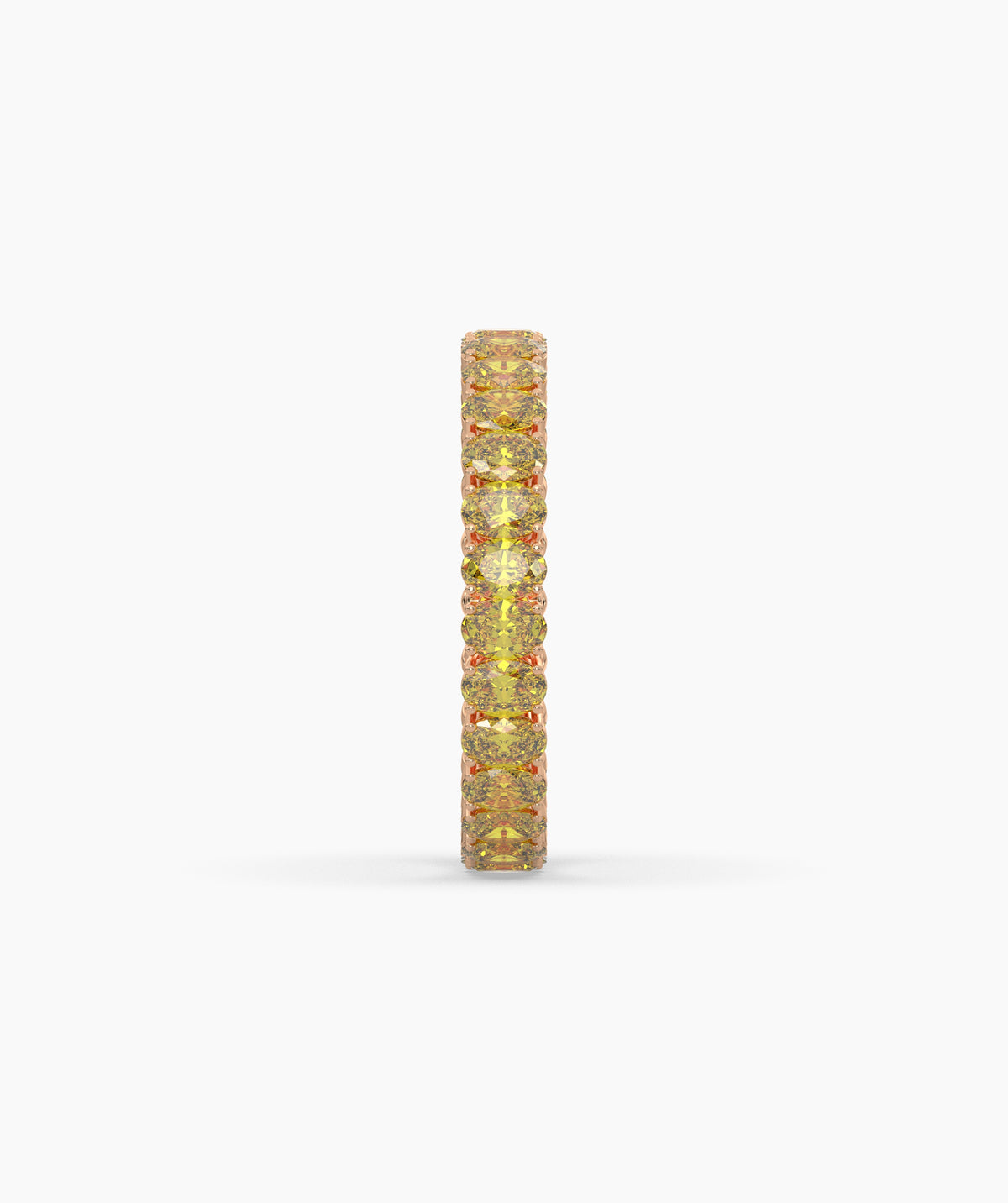 Nina round yellow gemstone eternity ring in 585 rose gold, side profile view 