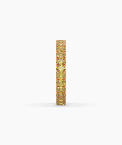 Nina round yellow gemstone eternity ring in 585 rose gold, side profile view 