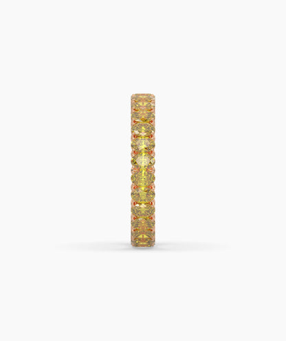 Nina round yellow gemstone eternity ring in 750 rose gold, side profile view 
