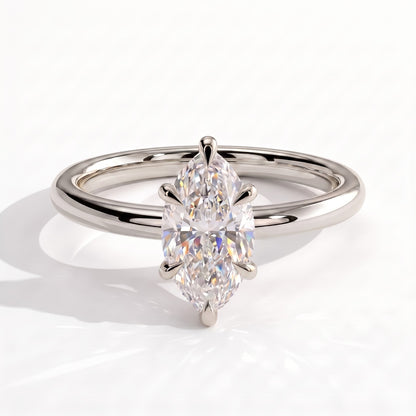 Marquise lab-grown diamond solitaire engagement ring in 950 platinum, front view 