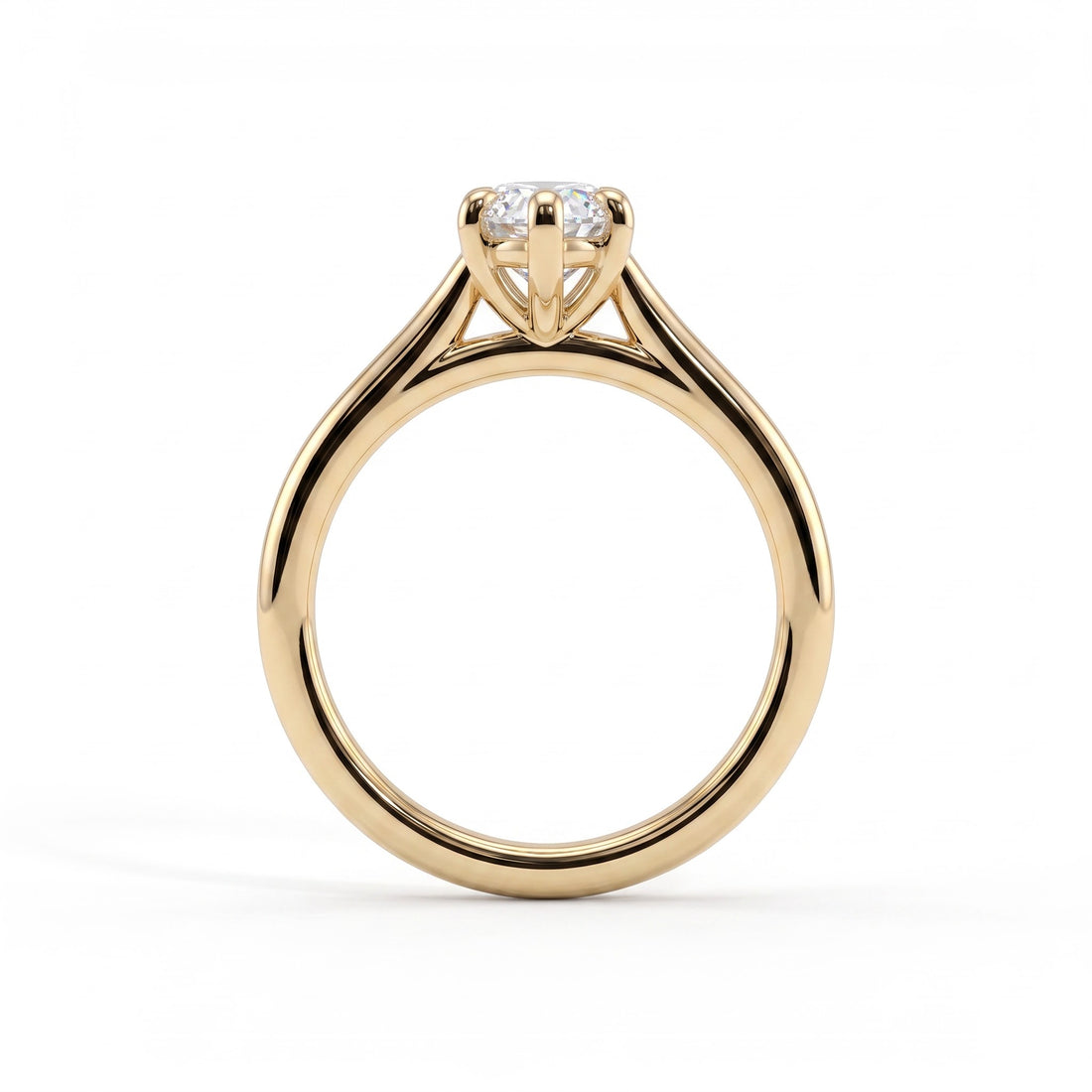 Marquise lab-grown diamond solitaire engagement ring in 14K (585) yellow gold, side profile 