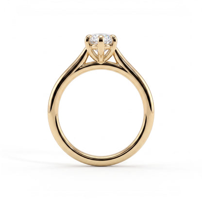 Marquise lab-grown diamond solitaire engagement ring in 14K (585) yellow gold, side profile 