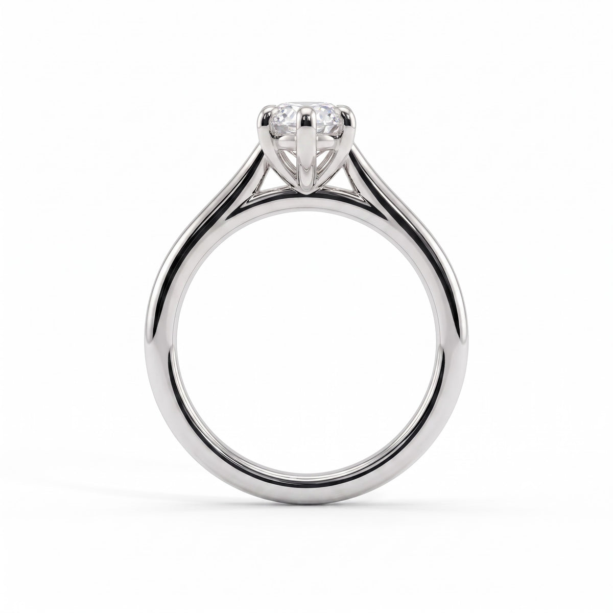 Marquise lab-grown diamond solitaire engagement ring in 14K (585) white gold, side profile 