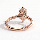 Marquise lab-grown diamond solitaire engagement ring in 14K (585) rose gold, on white background 