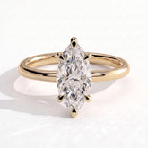 Marquise lab-grown diamond solitaire engagement ring in 14K (585) yellow gold, front view 