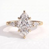 Marquise lab-grown diamond halo engagement ring in 14K (585) yellow gold, front view 
