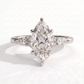 Marquise lab-grown diamond halo engagement ring in 14K (585) white gold, front view 
