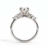 Marquise lab-grown diamond halo engagement ring in 14K (585) white gold, side profile 