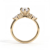 Marquise lab-grown diamond halo engagement ring in 14K (585) yellow gold, side profile 