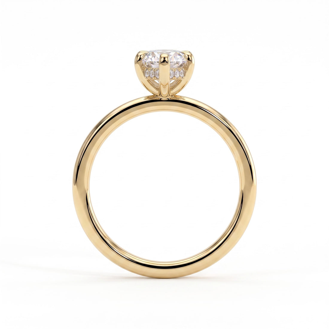 Marquise lab-grown diamond solitaire engagement ring in 14K (585) yellow gold, side profile 
