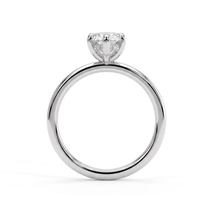 Marquise lab-grown diamond solitaire engagement ring in 14K (585) white gold, side profile 