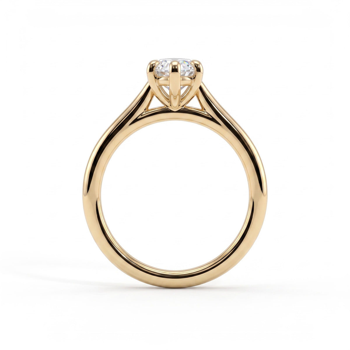 Marquise lab-grown diamond solitaire engagement ring in 18K (750) yellow gold, side profile 