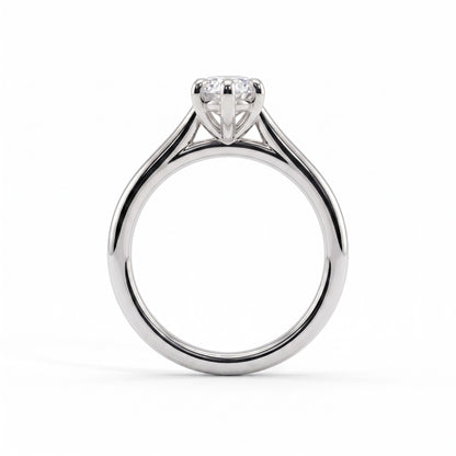Marquise lab-grown diamond solitaire engagement ring in 18K (750) white gold, side profile 