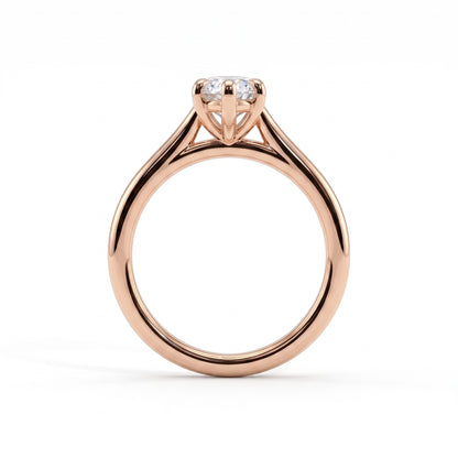 Marquise lab-grown diamond solitaire engagement ring in 18K (750) rose gold, side profile 