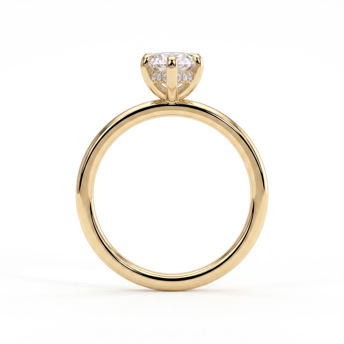 Marquise lab-grown diamond solitaire engagement ring in 18K (750) yellow gold, side profile 