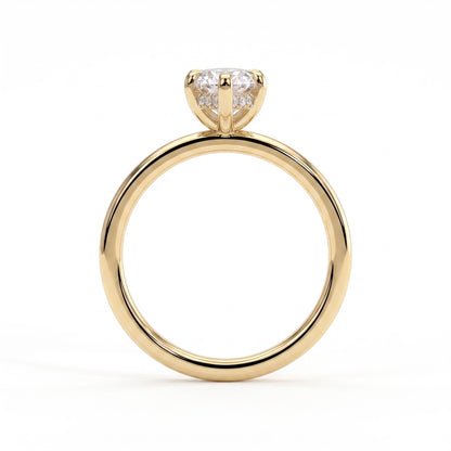 Marquise lab-grown diamond solitaire engagement ring in 18K (750) yellow gold, side profile 