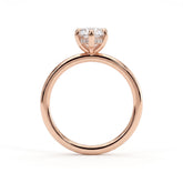Marquise lab-grown diamond solitaire engagement ring in 18K (750) rose gold, detail view 