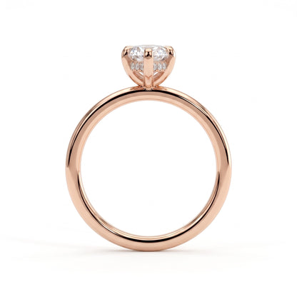 Marquise lab-grown diamond solitaire engagement ring in 18K (750) rose gold, detail view 