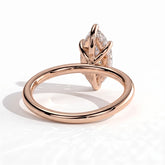 Marquise lab-grown diamond solitaire engagement ring in 18K (750) rose gold, on white background 
