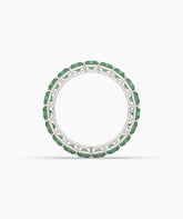 Amira emerald-cut green gemstone eternity ring in 585 white gold, top view 