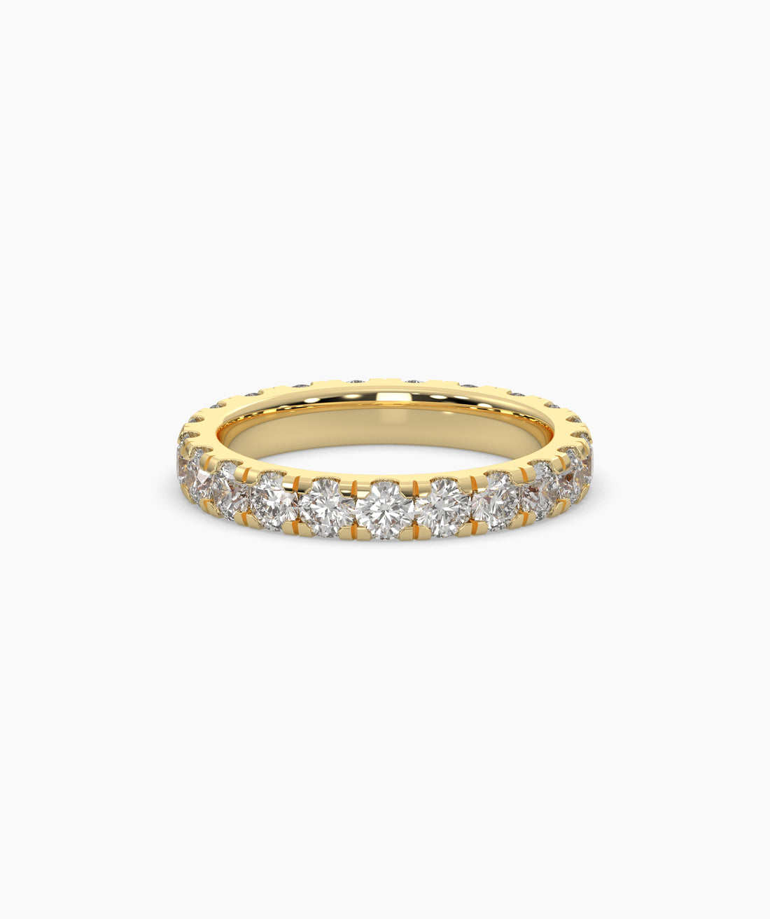 Nici round lab-grown diamond eternity ring 3.2 mm in 585 yellow gold, front view 