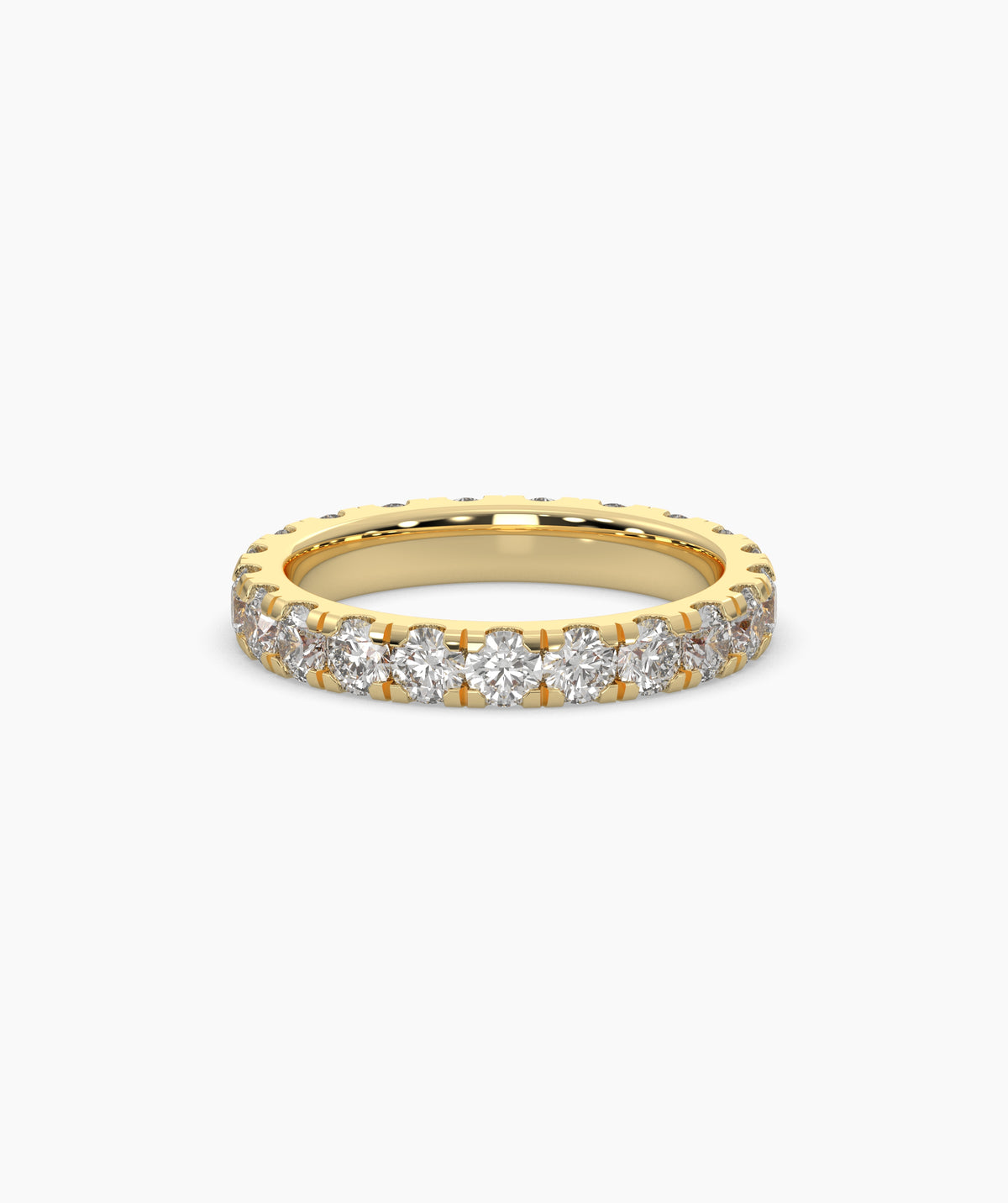 Nici round lab-grown diamond eternity ring 3.2 mm in 585 yellow gold, front view 