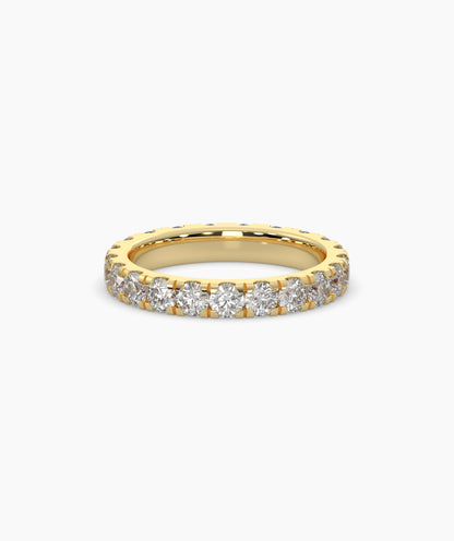 Nici round lab-grown diamond eternity ring 3.2 mm in 585 yellow gold, front view 
