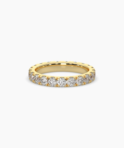 Nici round lab-grown diamond eternity ring 3.2 mm in 750 yellow gold, front view 