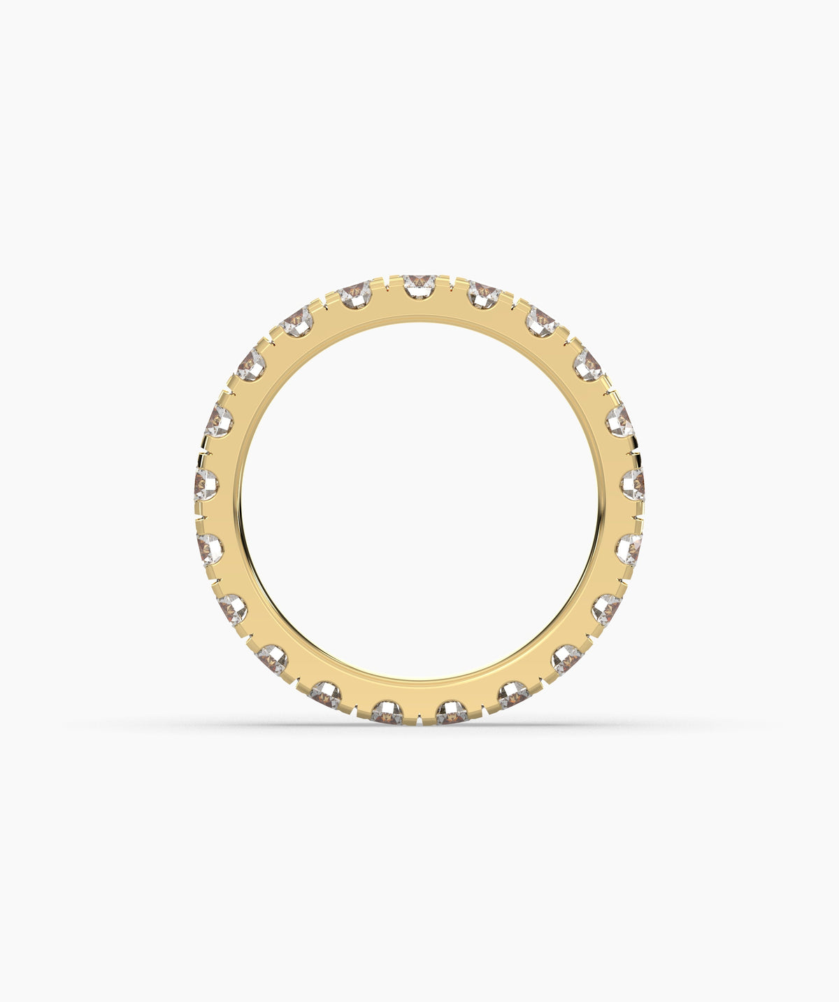 Nici round lab-grown diamond eternity ring 3.2 mm in 750 yellow gold, top view 