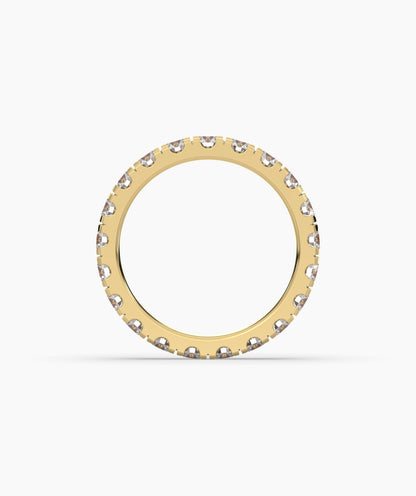 Nici round lab-grown diamond eternity ring 3.2 mm in 750 yellow gold, top view 