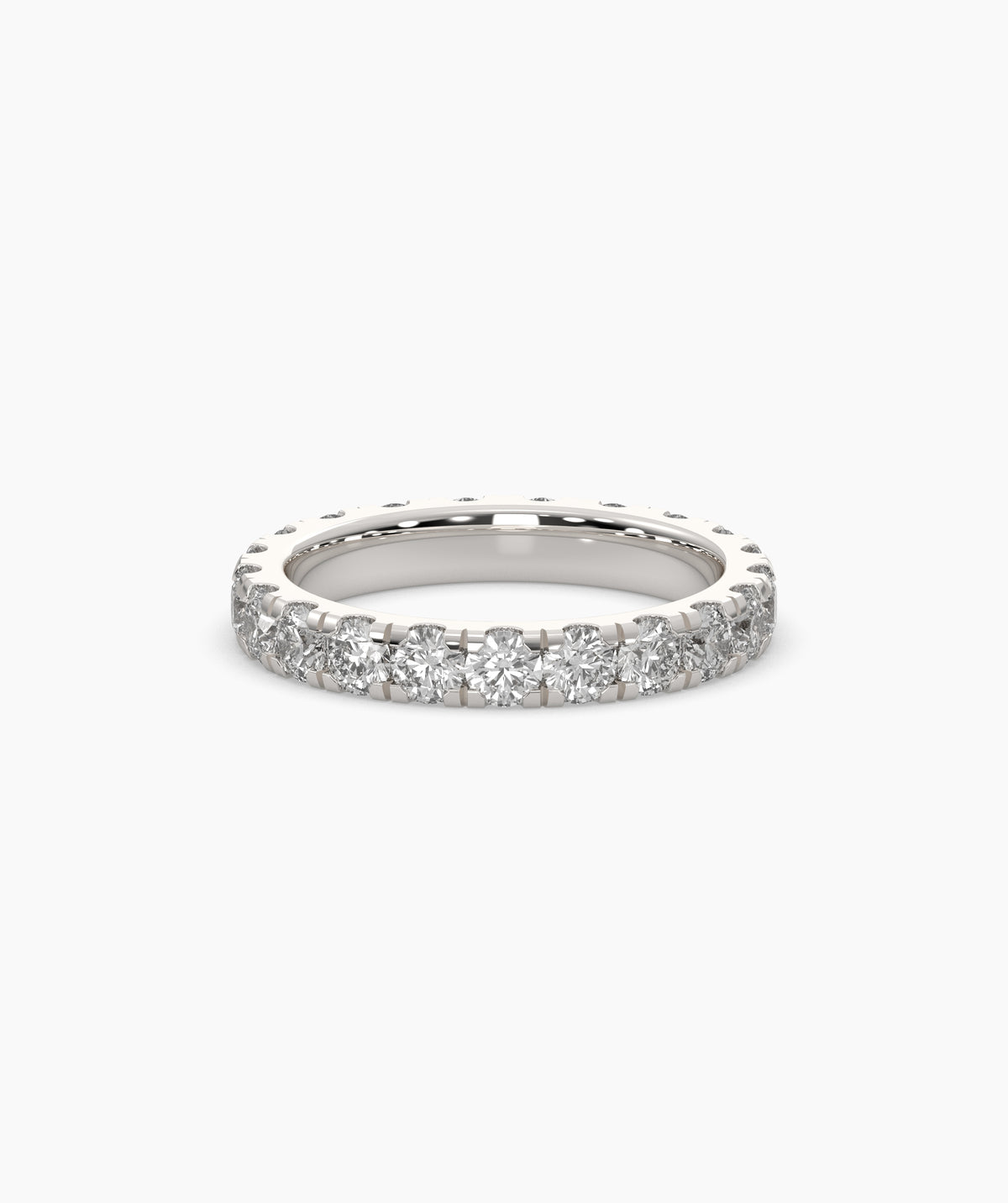 Nici round lab-grown diamond eternity ring 3.2 mm in 585 white gold, front view 