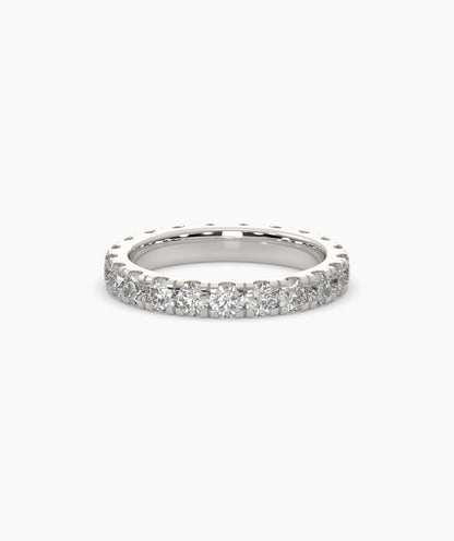 Nici round lab-grown diamond eternity ring 3.2 mm in 585 white gold, front view 