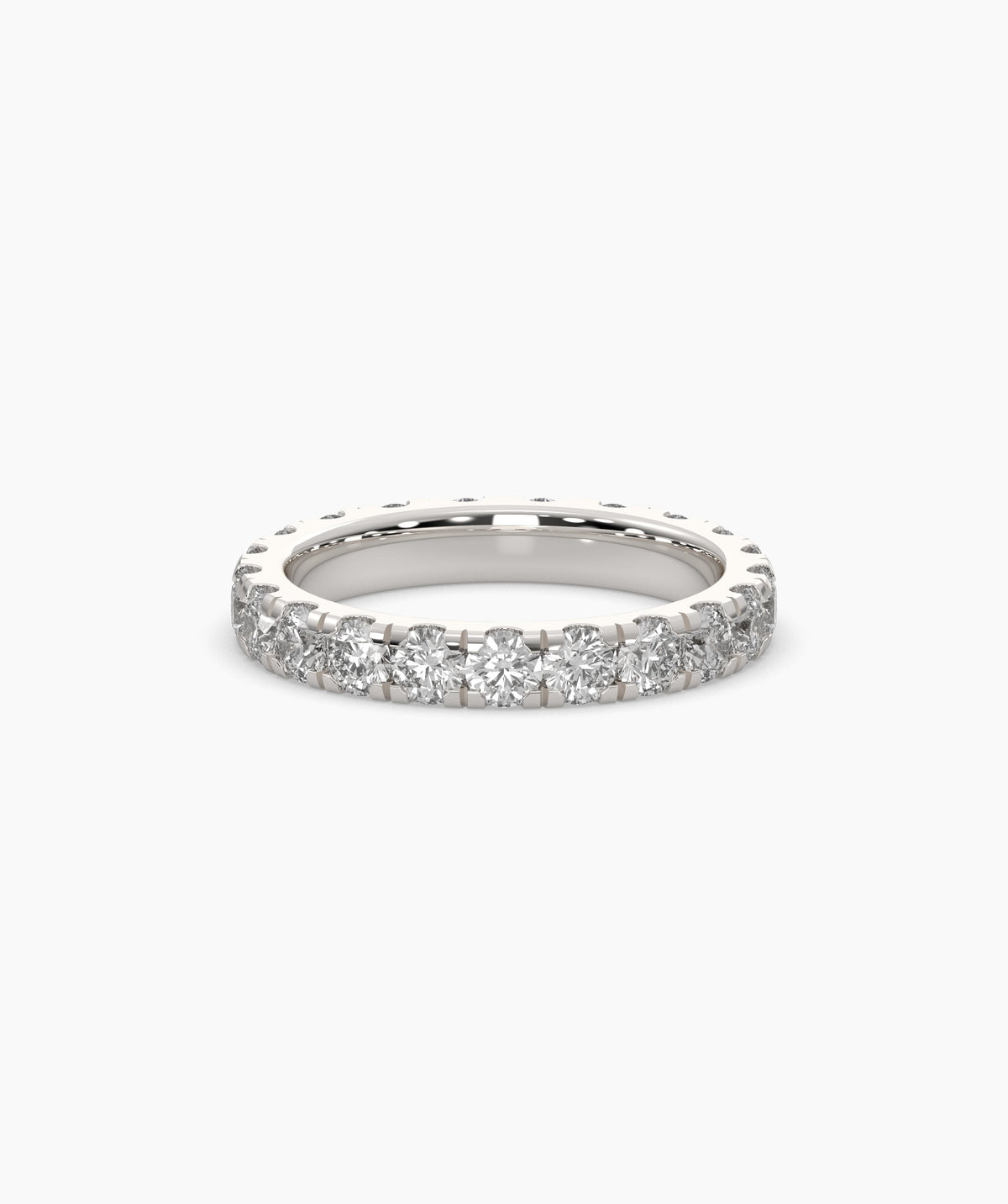 Nici round lab-grown diamond eternity ring 3.2 mm in 750 white gold, front view 
