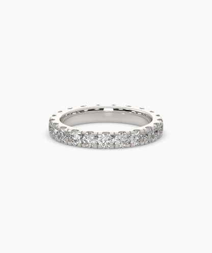 Nici round lab-grown diamond eternity ring 3.2 mm in 750 white gold, front view 