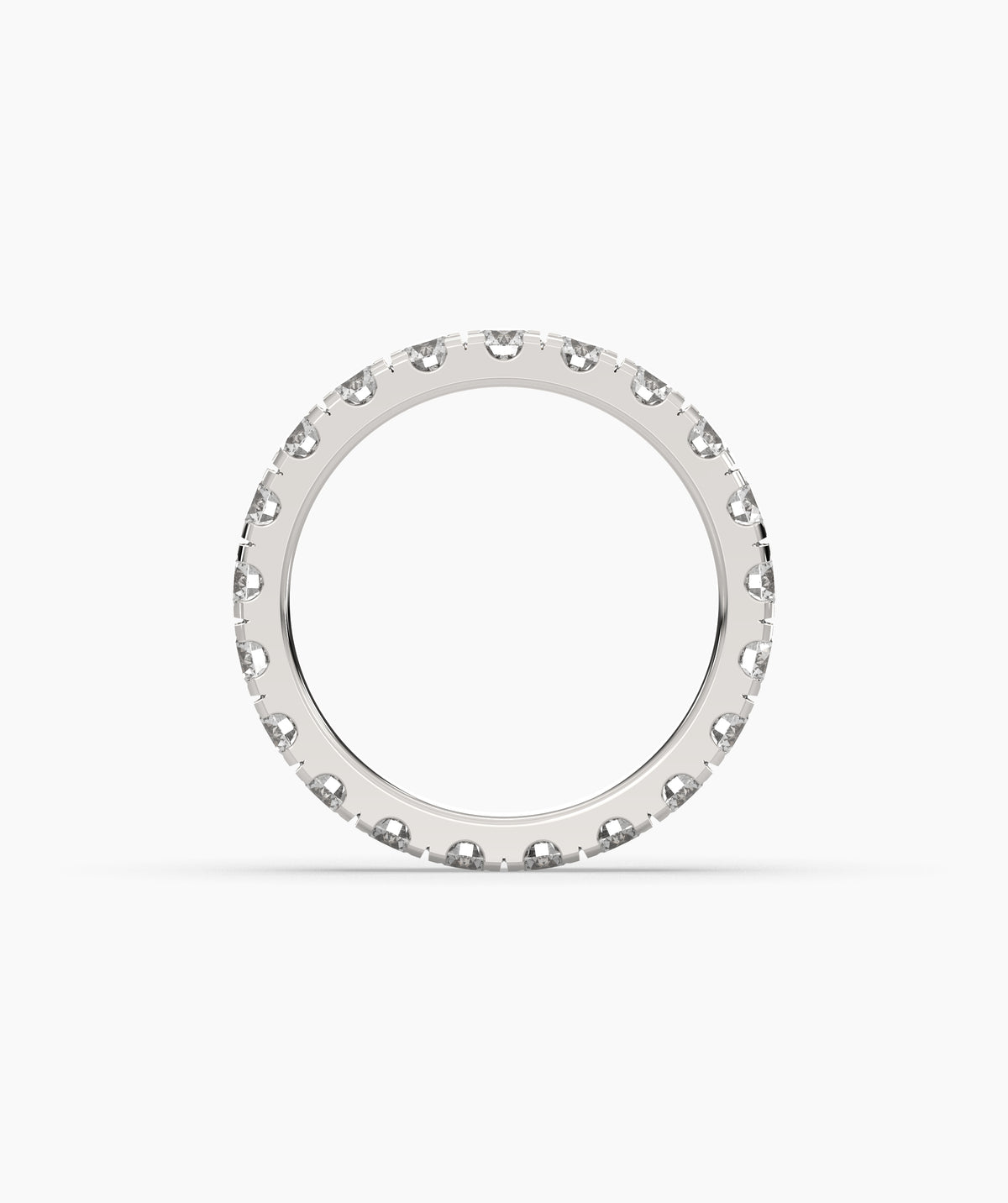 Nici round lab-grown diamond eternity ring 3.2 mm in 585 white gold, top view 