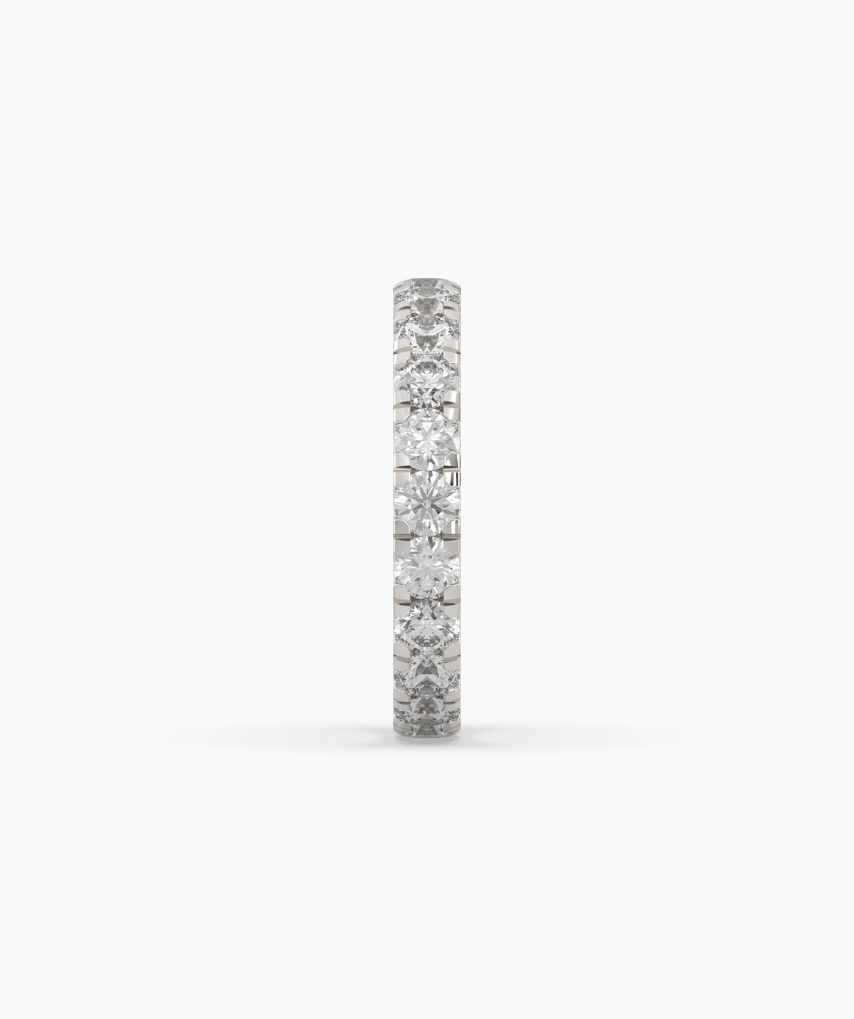 Nici round lab-grown diamond eternity ring 3.2 mm in 585 white gold, side profile view 