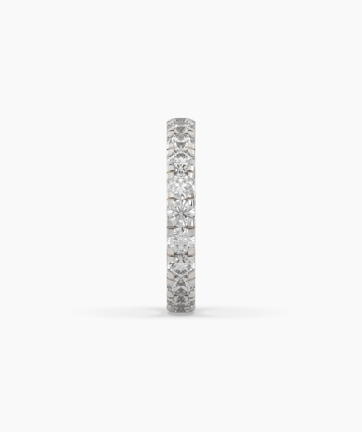 Nici round lab-grown diamond eternity ring 3.2 mm in 950 platinum, side profile view 