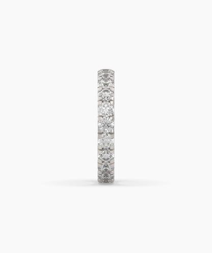 Nici round lab-grown diamond eternity ring 3.2 mm in 950 platinum, side profile view 