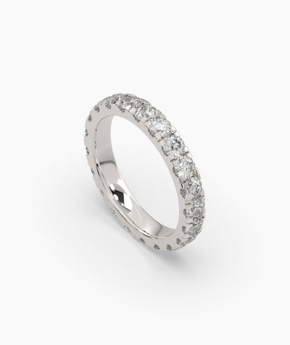 Nici round lab-grown diamond eternity ring 3.2 mm in 950 platinum, angled view 