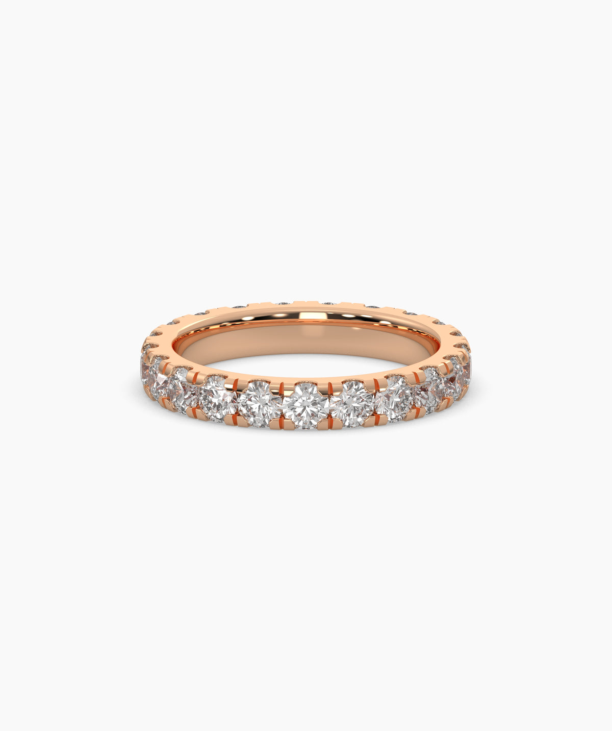 Nici round lab-grown diamond eternity ring 3.2 mm in 585 rose gold, front view 