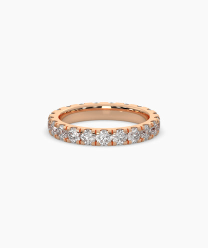 Nici round lab-grown diamond eternity ring 3.2 mm in 585 rose gold, front view 