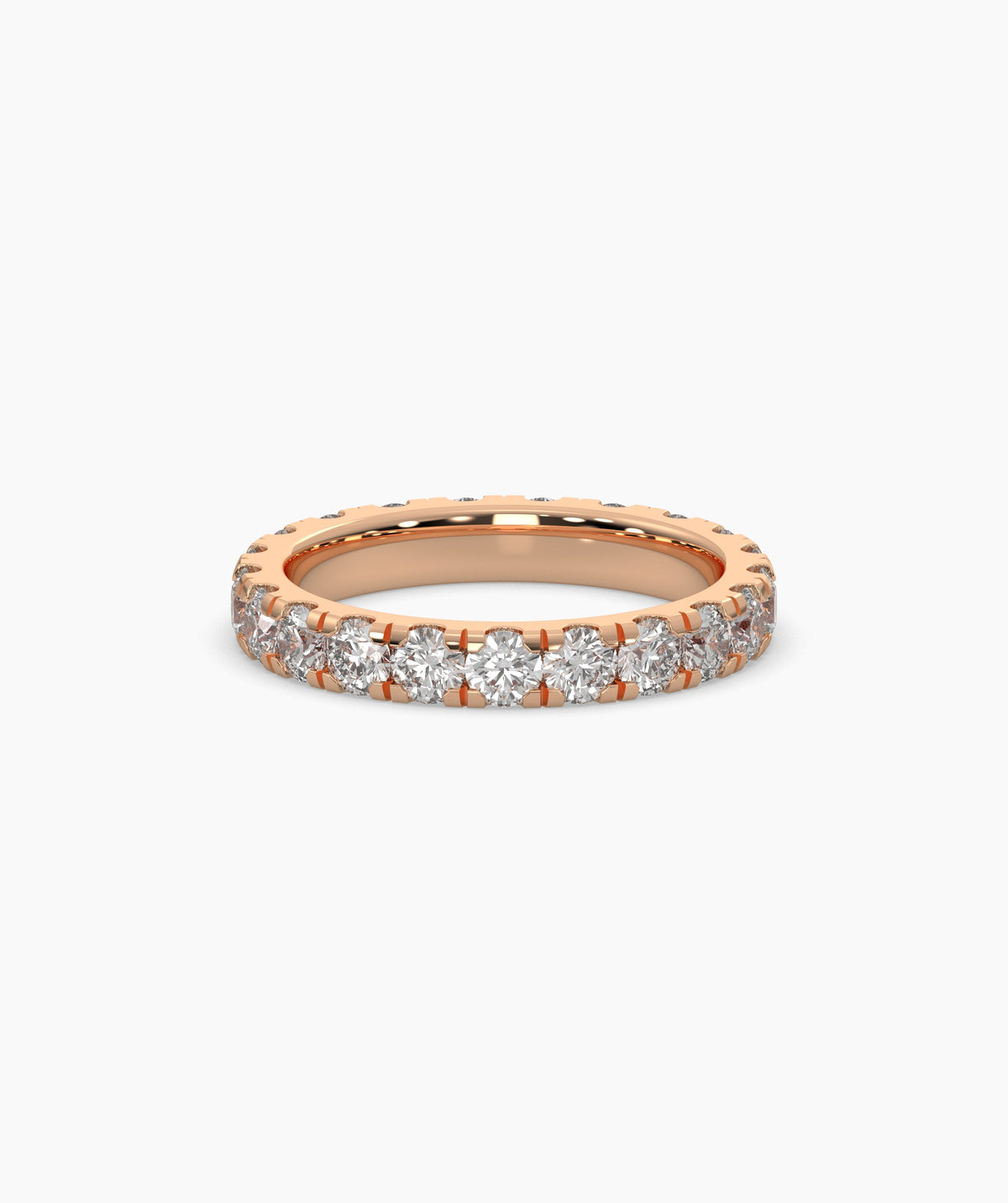 Nici round lab-grown diamond eternity ring 3.2 mm in 750 rose gold, front view 