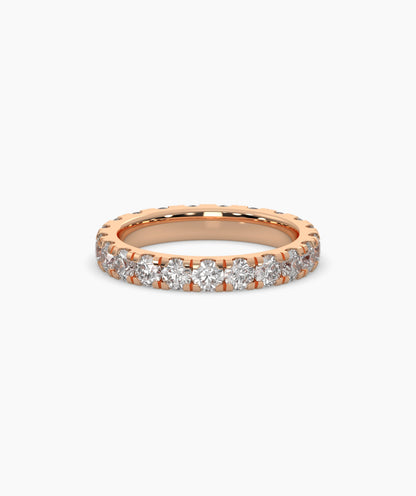 Nici round lab-grown diamond eternity ring 3.2 mm in 750 rose gold, front view 