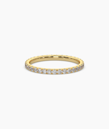 Elisa round lab-grown diamond eternity ring 1.8 mm in 585 yellow gold, front view 