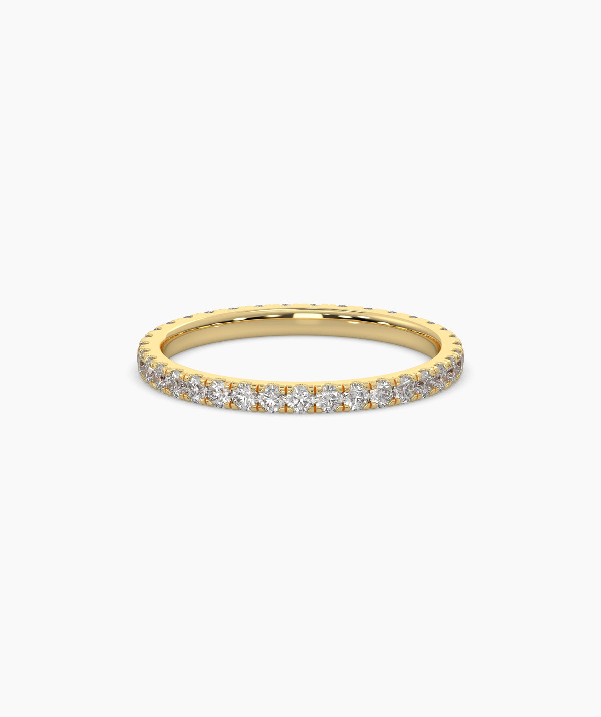 Elisa round lab-grown diamond eternity ring 1.8 mm in 750 yellow gold, front view 