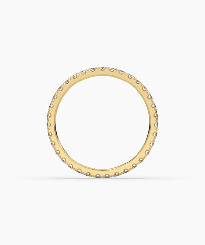 Elisa round lab-grown diamond eternity ring 1.8 mm in 585 yellow gold, top view 